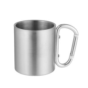 1pcs 180ml Stainless Steel Cup Carabiner Hook Handle