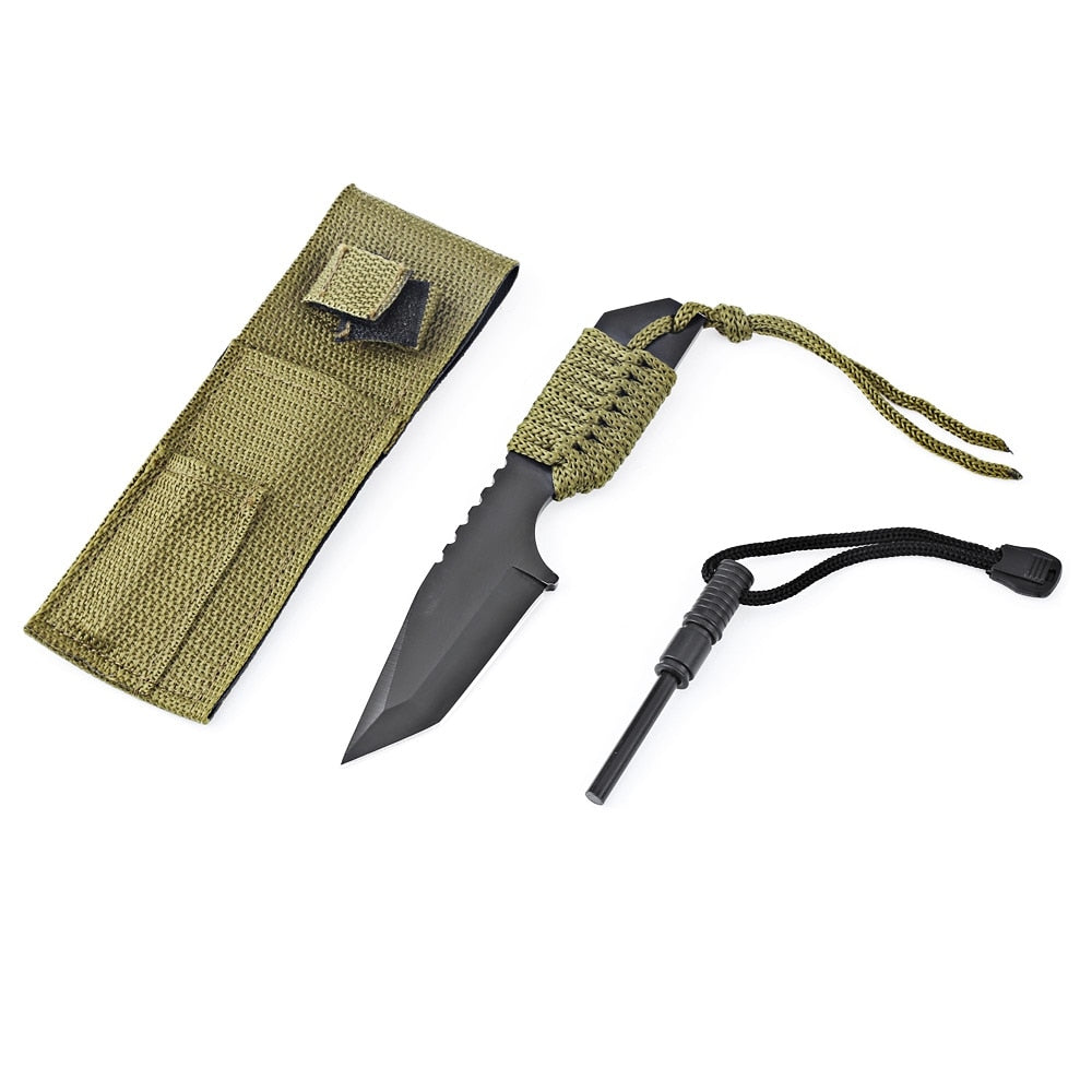 Camping Knife With Saw and Fire Starter